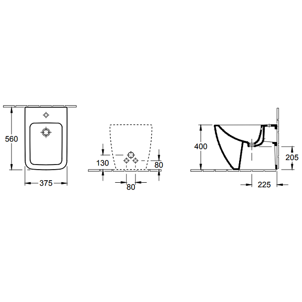 Биде Villeroy&Boch Legato  цвет-альпийский белый (белый Alpin) 54630001