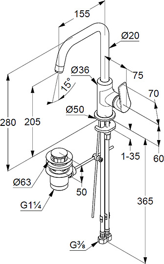 Смеситель Kludi Pure&Solid 340250575 для раковины