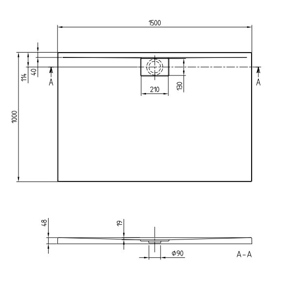 Душевой поддон Villeroy&Boch Architectura Metalrim  цвет-белый UDA1510ARA248V-01 pod1