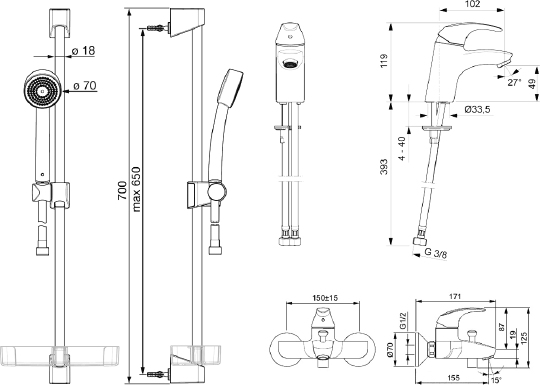 Душевой комплект Oras Polara 1496