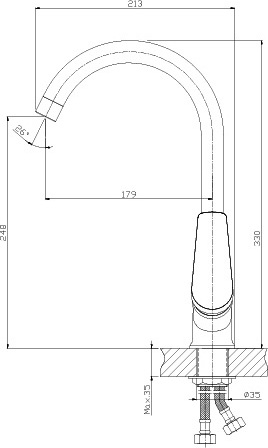 Смеситель Rossinka S S35-23 для кухонной мойки