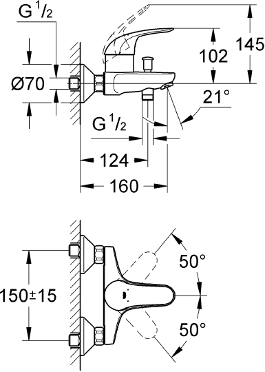 Душевой комплект Grohe Euroeco 124428