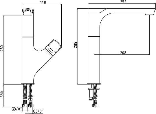 Смеситель E.C.A. Myra 104118063EX для кухонной мойки