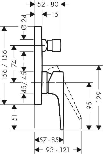 Смеситель Hansgrohe Metropol 32545990 для ванны с душем