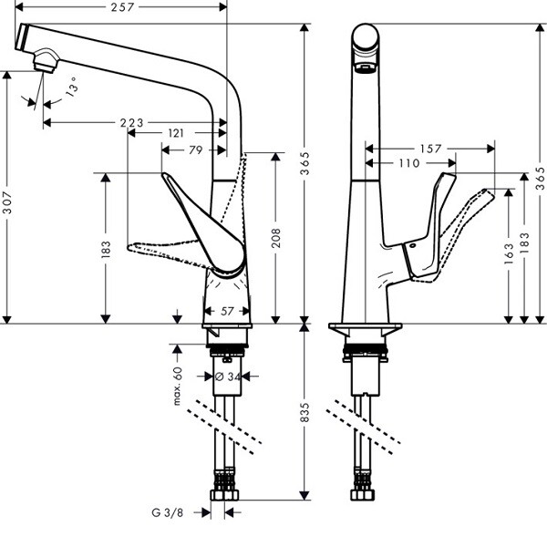Смеситель для кухни Hansgrohe Metris Select  14883800 hog1