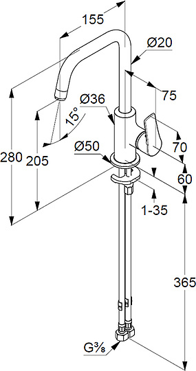 Смеситель Kludi Pure&Solid 340240575 для раковины