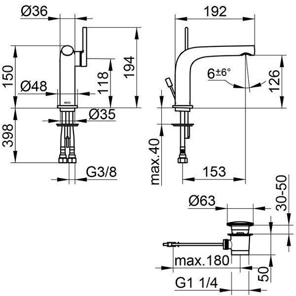 Смеситель для раковины Keuco Edition 400  51504010002 hog