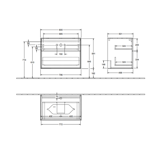 Тумба под раковину Villeroy&Boch Finion  цвет-Glossy White Lacquer F22100GF hog2