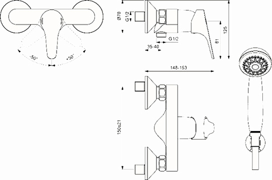 Смеситель Vidima Некст BA370AA для душа