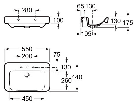 Раковина Roca Senso Square 32751C000 55 см