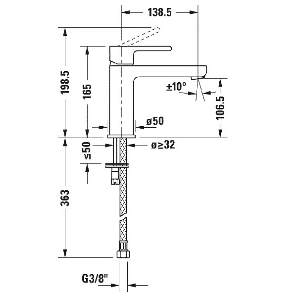 Смеситель для раковины Duravit B.2  B21020 0020 10 hog