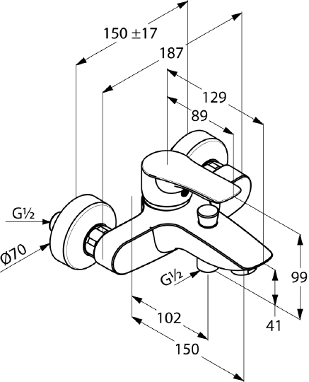 Смеситель Kludi TERCIO 384820575 для ванны с душем