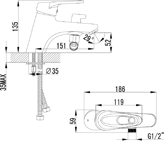 Смеситель Lemark Luna LM4115C для ванны с душем