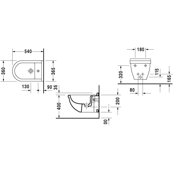 Биде Duravit Starck 3 цвет-белый глянцевый (Glossy White, Bianco lucido) 228015 00 00