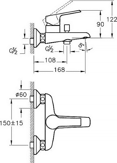 Смеситель VitrA Axe S A41070EXP для ванны с душем