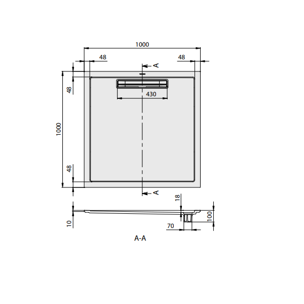 Душевой поддон Villeroy&Boch Squaro Super Flat цвет-0346 (Anthracite) UDQ1010SQR1V-1S
