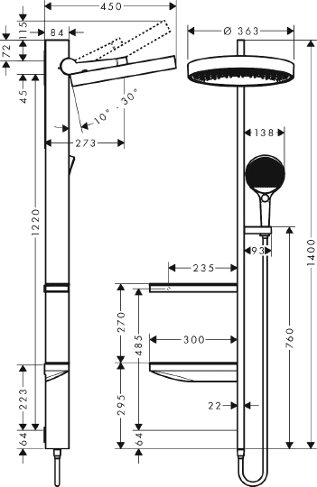 Душевая стойка Hansgrohe Rainfinity 26842000