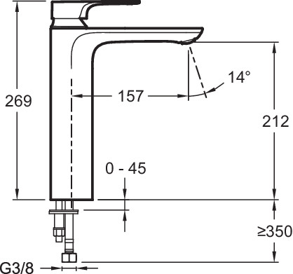 Смеситель для раковины без донного клапана Jacob Delafon Aleo+ E72336-CP