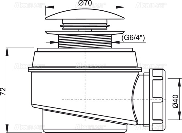Сифон для душевого поддонa Alcaplast A465-50 click/clack