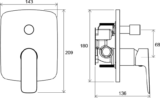Смеситель Ravak Classic CL 065.00 С ВНУТРЕННЕЙ ЧАСТЬЮ X070088