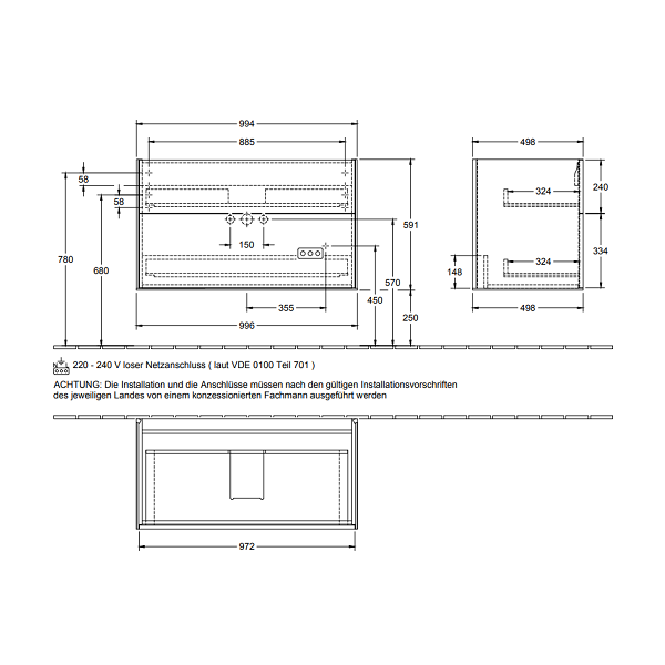 Тумба под раковину Villeroy&Boch Finion  цвет-Glossy White Lacquer G02000GF hog2