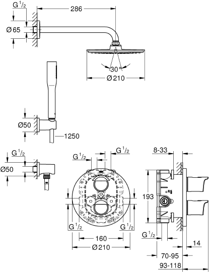 Душевой комплект Grohe Grohtherm 2000 34631000