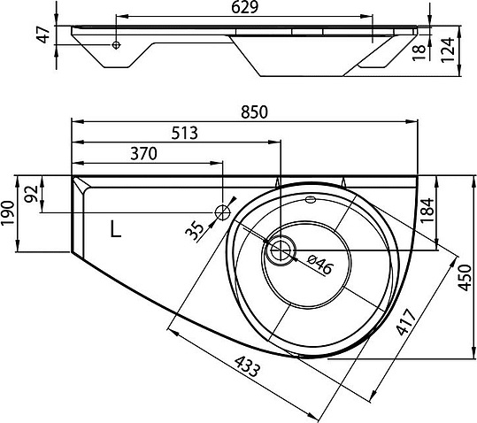 Раковина Ravak Avocado L, XJ1L1100000