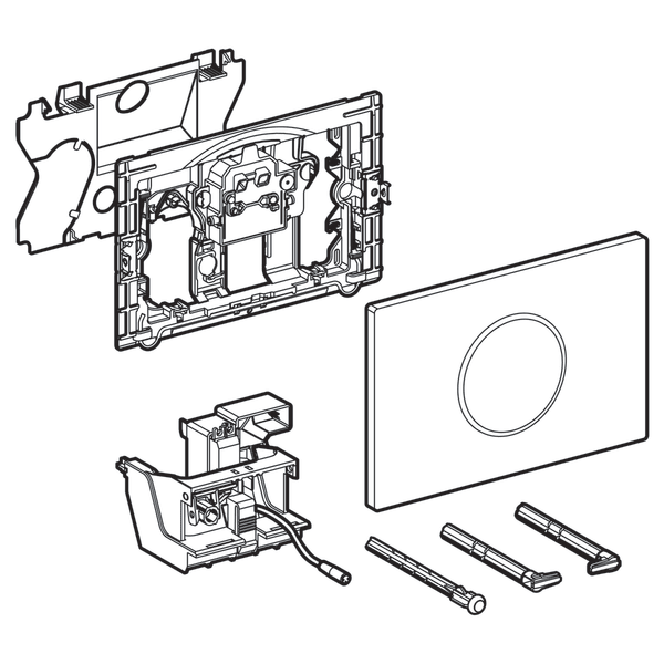 Система электронного управления смывом унитаза Geberit, питание от сети, двойной смыв, смывная клавиша Sigma10, автоматический / бесконтактный смыв: полированная нержавеющая сталь 115.907.SN.1