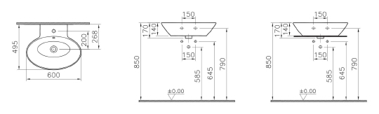Раковина VitrA Geo 60 см, накладная 4424B003-0001