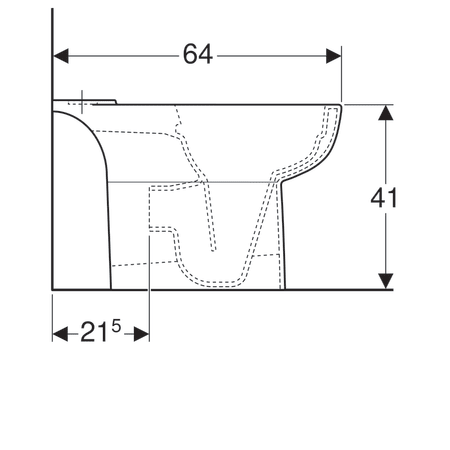 Чаша унитаза напольного безободковая Geberit Smyle, Rimfree, глубина 64 см 500.212.01.1