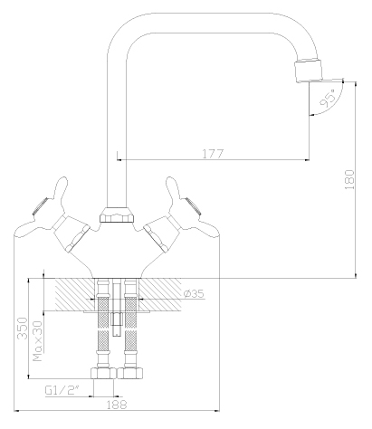 Смеситель Rossinka Q02-72LM307 для кухонной мойки, терракотовый