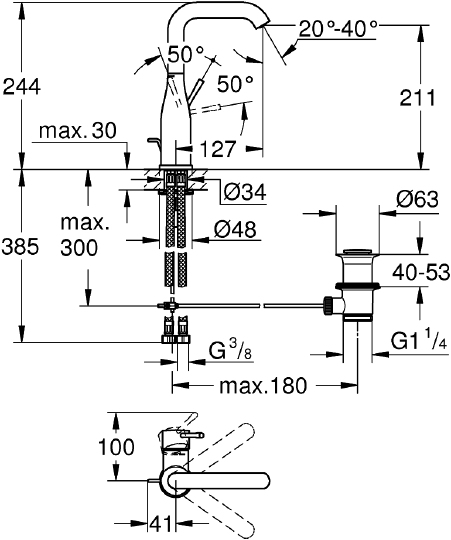 Смеситель Grohe Essence New 32628A01 для раковины
