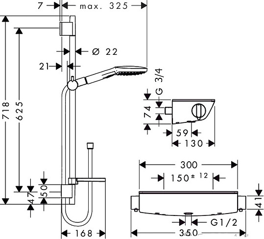Душевой комплект Hansgrohe Ecostat\Raindance Select E 120 27038000