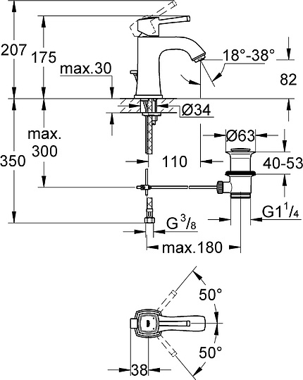 Смеситель Grohe Grandera 23303IG0 для раковины