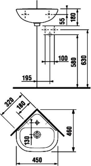 Рукомойник Jika Olymp 45 1661.2, 8166120001041