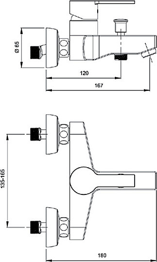 Смеситель VitrA Fuga A41057EXP для ванны с душем