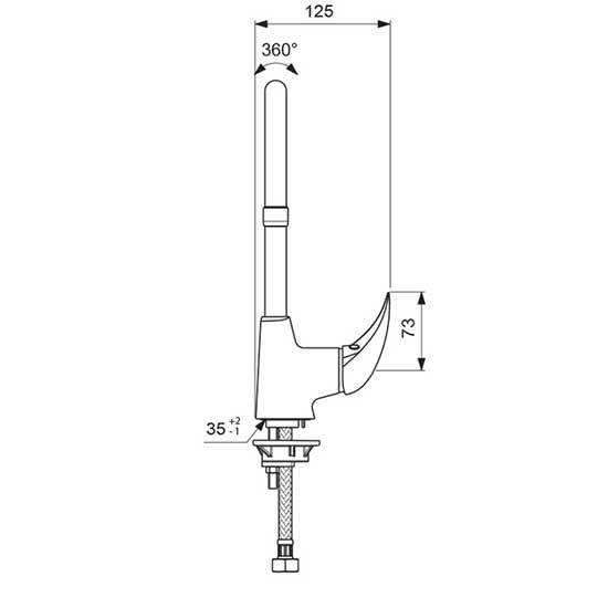 Смеситель для кухонной мойки Vidima ORION, рукоятка сбоку, BA365AA