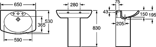 Раковина Roca Dama Senso 327511000 65 см Раковина Roca Dama Senso 327511000 65 см