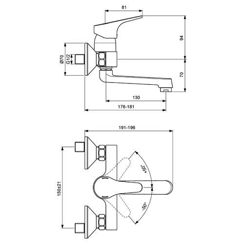 Смеситель для умывальника Vidima NEXT настенный, BA368AA