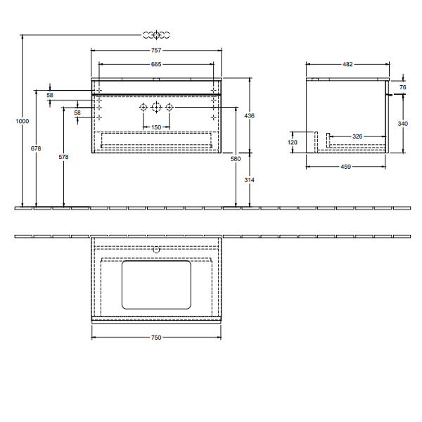 Тумба под раковину Villeroy&Boch Venticello  цвет-дуб графитовый A94501FQ hog2