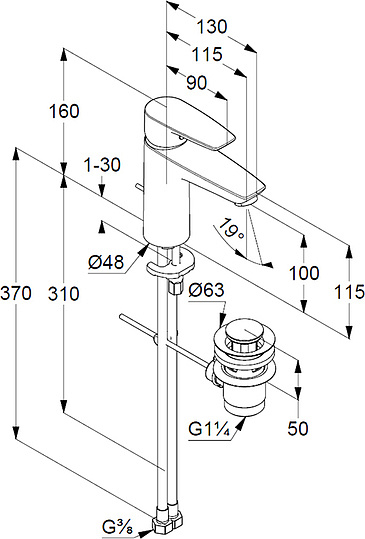 Смеситель Kludi Pure&Solid 342900575 для раковины