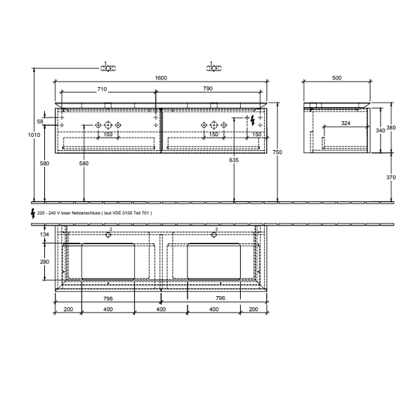 Тумба под раковину Villeroy&Boch Legato  цвет-дуб сантана B722L0E1 hog2