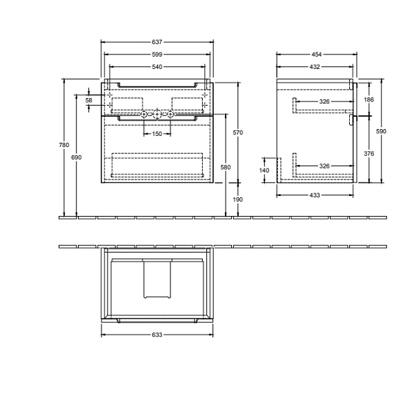 Тумба под раковину Villeroy&Boch Subway 2.0  цвет-дуб графитовый A91000FQ hog2