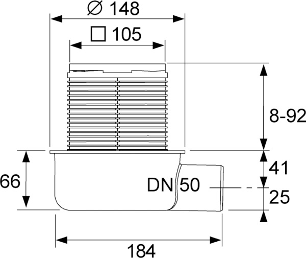 Трап дренажный TECEdrainpoint S 50 низкий, без фланца 3601050