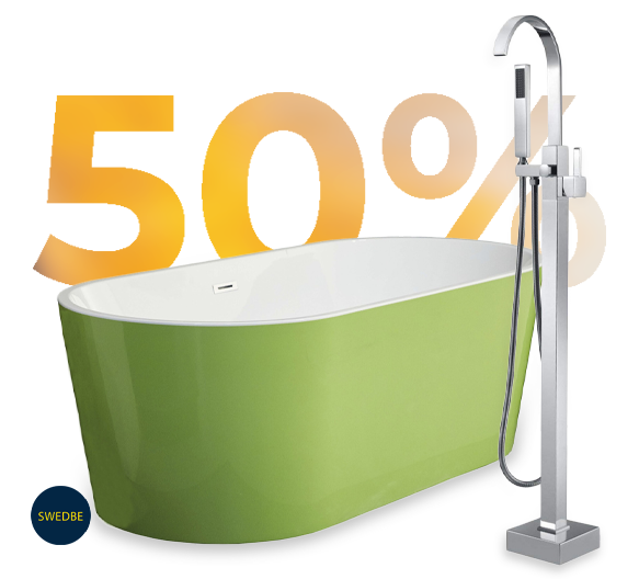 Покупая ванну, получите скидку 50% на напольный смеситель!