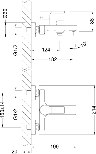 Смеситель Lemark Aura LM0614C для ванны с душем