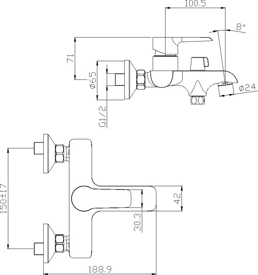 Смеситель Rossinka W W35-31 для ванны с душем