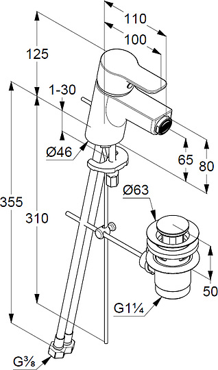 Смеситель Kludi Pure&Easy 375330565 для биде
