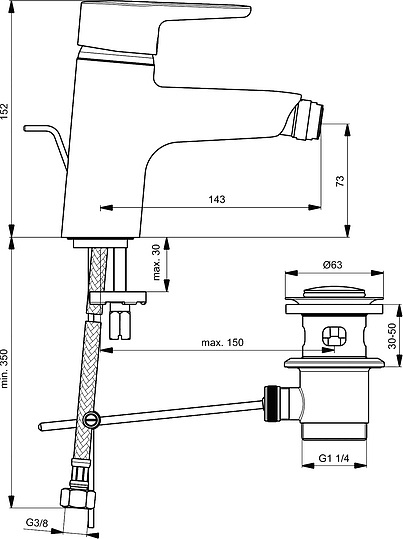 Смеситель Ideal Standard Connect Blue B9920AA для биде