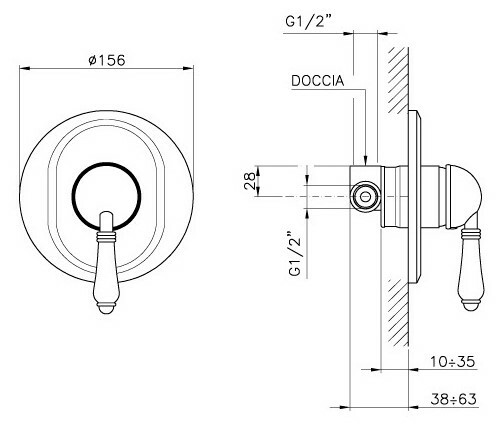 Смеситель для душа Nicolazzi P.M.Blanc  3406 CR 76 hog